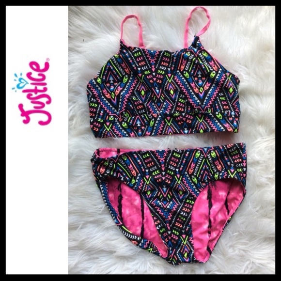 🎈SALE🎈JUSTICE Reversible Geo/Tie Dye Bikini - Picture 3 of 9